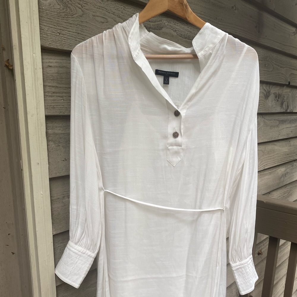 Banana republic- White linen tie waist dress - size Small